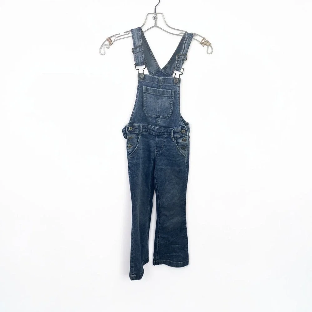SO Girls Denim Overalls Medium Wash Stretch Bib Jeans Size 7